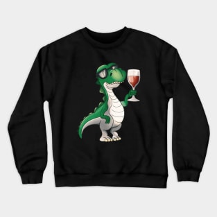 Vinosaur Wine Drinking T-Rex Wine Lover Crewneck Sweatshirt